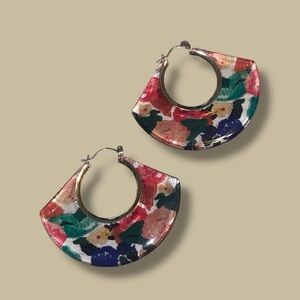 Vintage 90s Floral Lucite Hoop Earrings